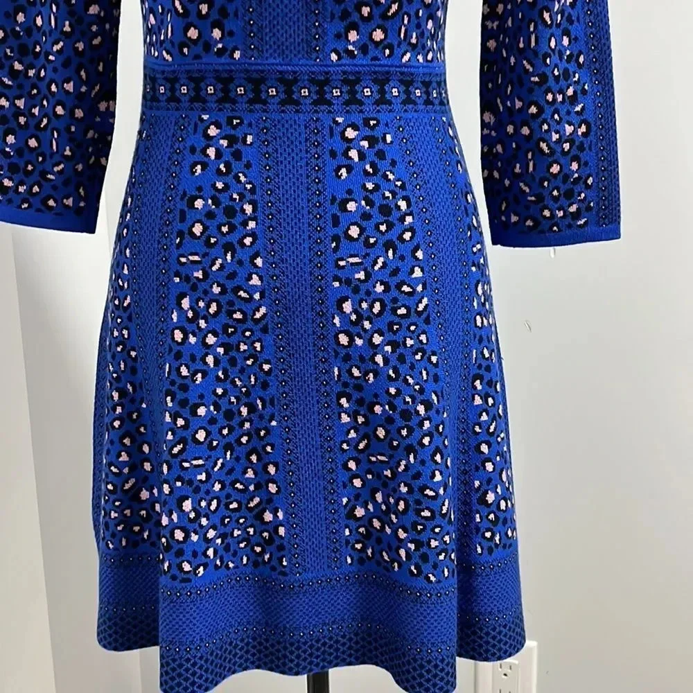 Gianni Bini Girls || Knit Sweater Blue Leopard Print Dress kids Girls size XL